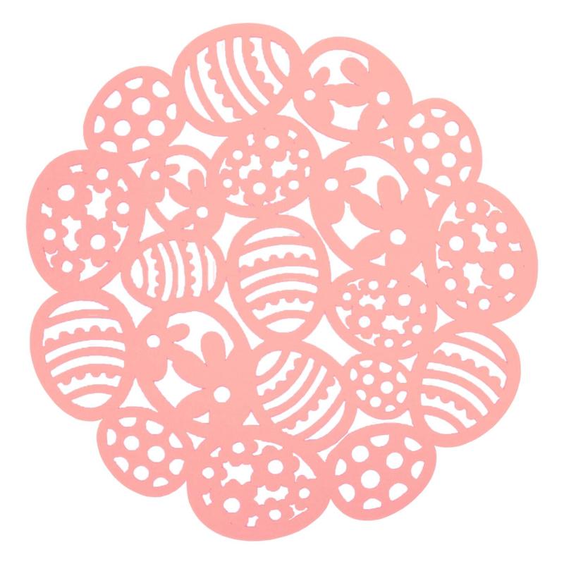 Rund Bordstablett, tallriksunderlägg EGGS med rosa ägg i filtmaterial