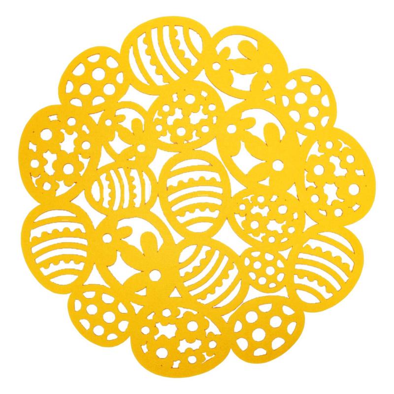 Rund Bordstablett, tallriksunderlägg EGGS med gula ägg i filtmaterial