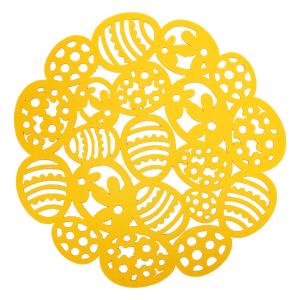 Rund Bordstablett, tallriksunderlägg EGGS med gula ägg i filtmaterial