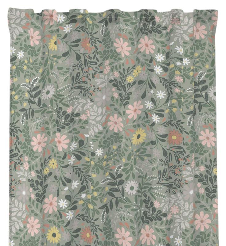 Gardin BACKA med blommor på grön bottenfärg