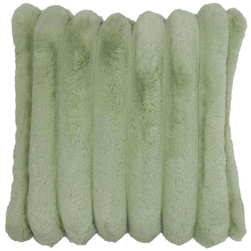 Kuddfodral Brooklyn med breda ränder i fuskpäls i ljusgrönt