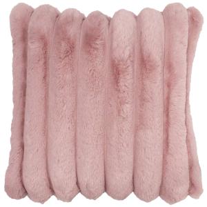 Kuddfodral Brooklyn med breda ränder i fuskpäls i ljusrosa