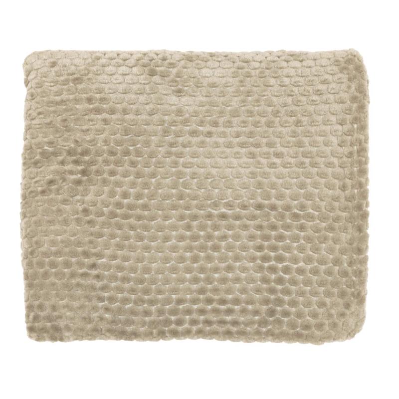 Pläd OTTO, enfärgad i mjuk bubblig fleece i sandfärg