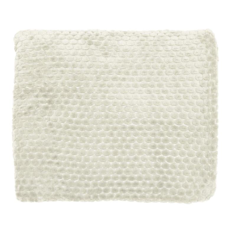 Pläd OTTO, enfärgad i mjuk bubblig fleece i vitt