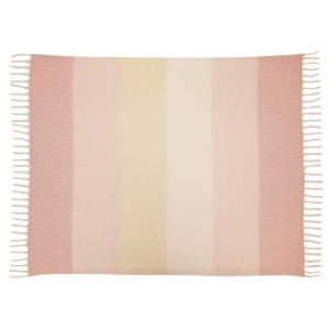 Pläd QUINN med breda ränder i rosa och gula toner