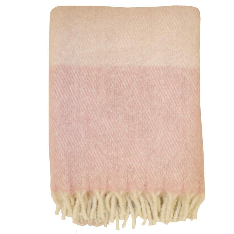 Pläd QUINN med breda ränder i rosa och gula toner