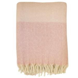 Pläd QUINN med breda ränder i rosa och gula toner