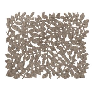 Bordstablett, tallriksunderlägg LEAVES i filtmaterial med utstansade löv i mullvad
