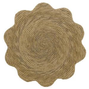 Rund Bordstablett, tallriksunderlägg ROPE i tvinnad jute imitation i natur med vågad kant