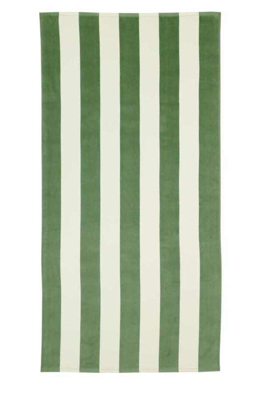 Badlakan, Beachfrotte HAPPY i mjuk velour med ränder i offwhite och grön