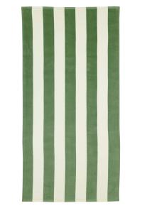 Badlakan, Beachfrotte HAPPY i mjuk velour med ränder i offwhite och grön