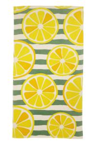 Badlakan, frotte, handduk CITRON med gula citroner och gröna ränder