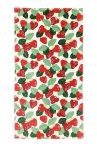 Badlakan, frotte, handduk JORDGUBBE med härliga röda jodgubbar på vit bottenfärg