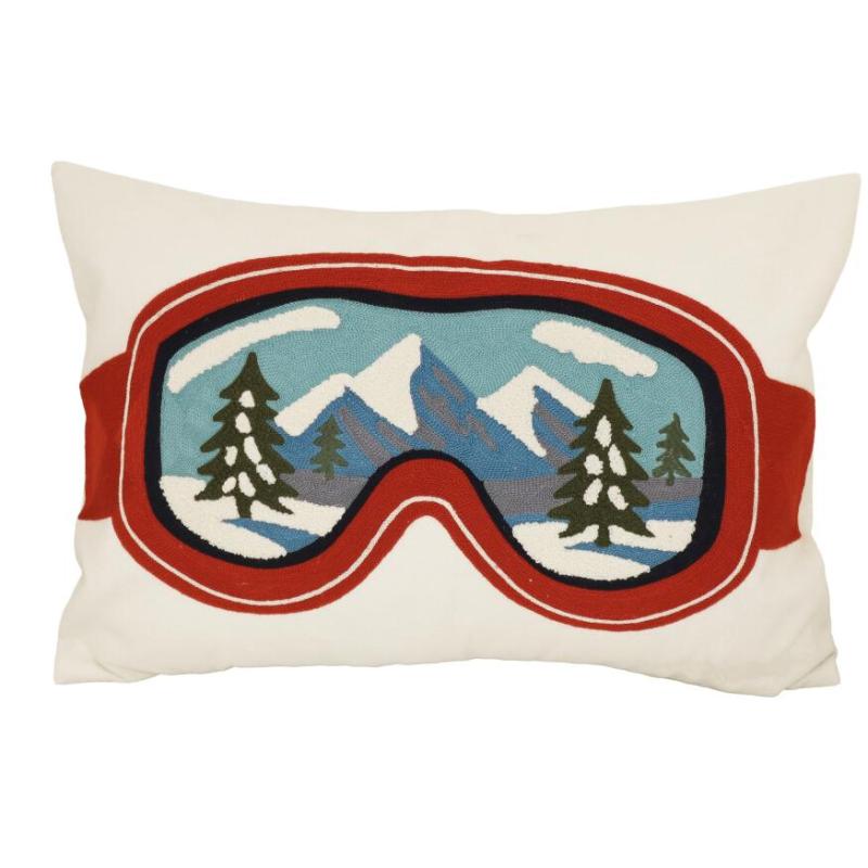 Kuddfodral GOGGLES i teddy kvalite med broderade skidglasögon