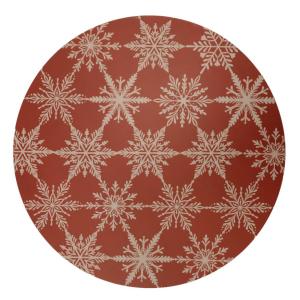 Bordstablett, tallriksunderlägg SNÖFLINGOR i MDF med beige snöflingor på röd bottenfärg