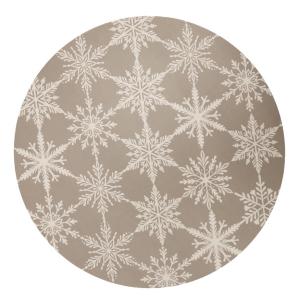 Bordstablett, tallriksunderlägg SNÖFLINGOR i MDF med beige snöflingor på linnefärgad botten