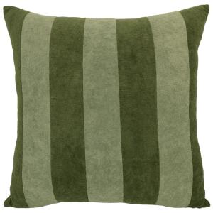 Kuddfodral STRIPES, randig i ljusgrönt och mörkgrönt i kortklippt teddy-kvalité