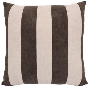Kuddfodral STRIPES, randig i brunt och offwhite i kortklippt teddy-kvalité