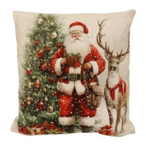 Kuddfodral TOMTEGRAN med en tomte, gran och ren