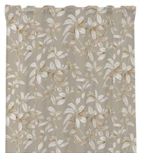 Gardin KATE med ljusbeige långsmala blad på beige bottenfärg
