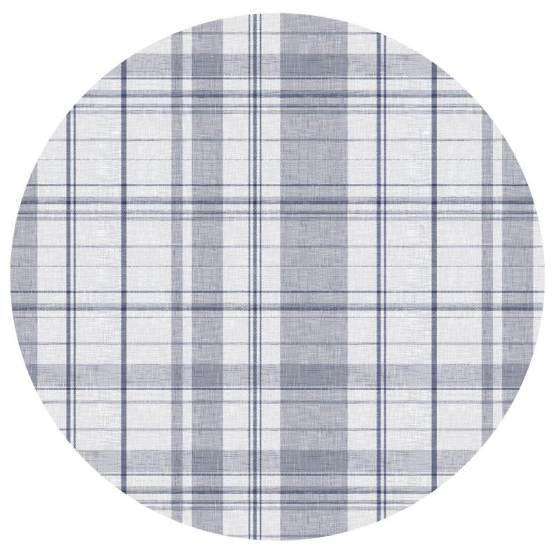 Rund Vaxduk RUTA, rutig i blått och vitt