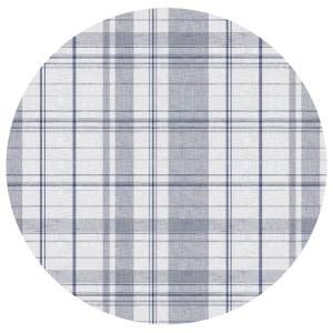 Rund Vaxduk RUTA, rutig i blått och vitt