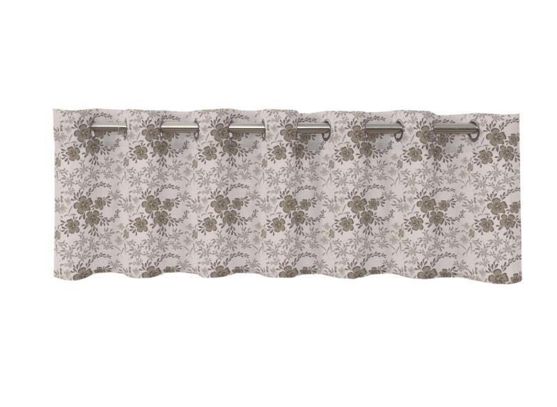 Gardinkappa ESTRID med beige och bruna blommor och blad