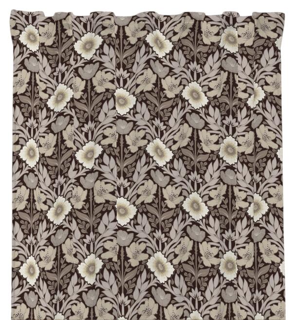 Gardin MILANO med beige blommor och beige, bruna blad på brun bottenfärg