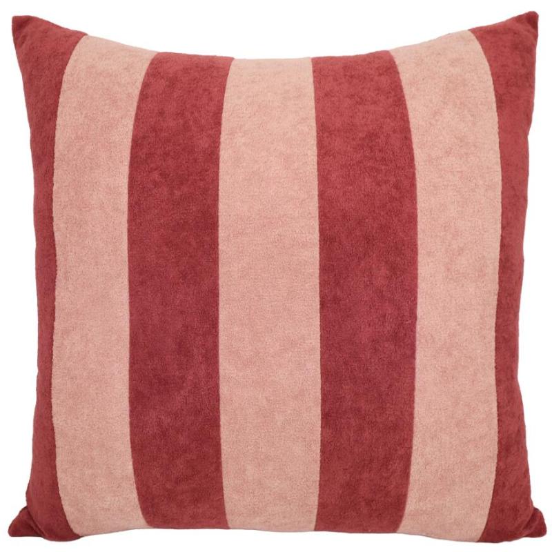 Kuddfodral STRIPES, randig i rosa och ljusrosa i kortklippt teddy-kvalité