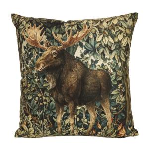 Kuddfodral FOREST MOOSE i sammet med en älg