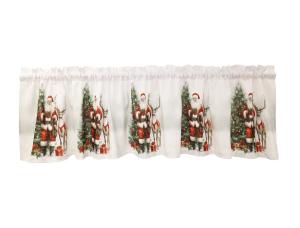 Gardinkappa TOMTEGRAN med en tomte, gran och ren