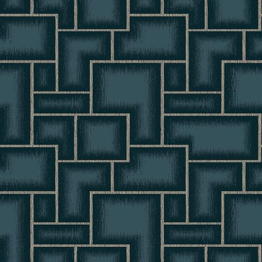 Tapet Tribeca, The Apartment, grafiskt mönster, blåskimrande