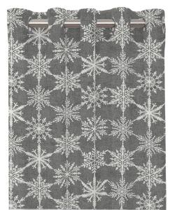 Gardin SNÖFLINGOR med tryckta vita snöflingor på grå bottenfärg