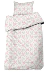 Bäddset SWEET i satin med rosetter i rosa och grått