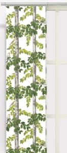 Panelgardin Boksångare, med sångfåglar bland trädstammar. 2 pack, Stl 43x240cm. Offwhite/Grön