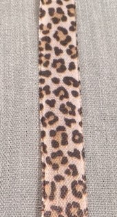 Textilband, LEO, Bredd 15mm, leopard mönstrat band, brun, svart