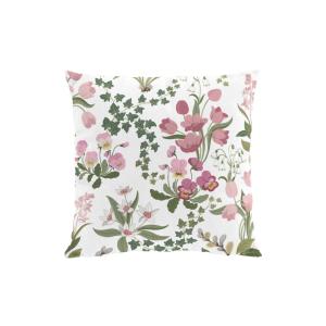 Kuddfodral HUMLEGÅRDEN med surrande humlor bland rosa vårblommor