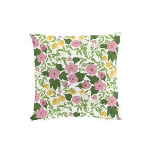 Kuddfodral HUSKNUTEN slingrande gröna blad bland rosa och gula blommor