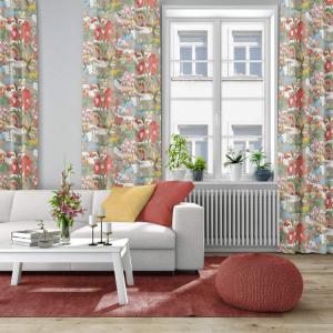 Panelgardin Landet bubblar, Röd/Orange