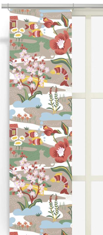 Panelgardin Landet bubblar, Röd/Orange