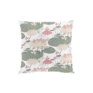 Kuddfodral LILY med beige och rosa näckrosor och gröna näckrosblad