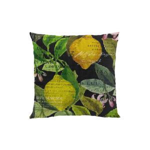 Kuddfodral CITRUS med stora gula citroner på svart bottenfärg