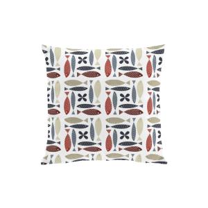 Kuddfodral FINA FISKEN med små fiskar i rött, blått och beige