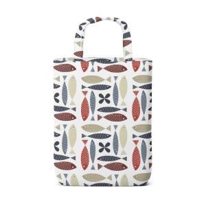 Bärkasse, tygväska FINA FISKEN med små fiskar i rött, blått och beige