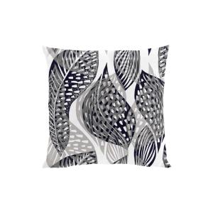 Kuddfodral FRODA med slingrande bladformat mönster i svart på offwhite botten
