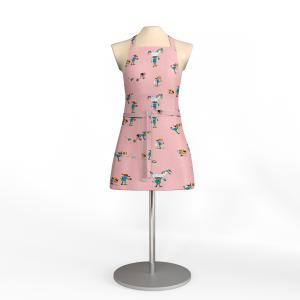 Barnförkläde PIPPI MED VÄNNER, med tecknade motiv av Pippi Långstrump. Rosa bottenfärg