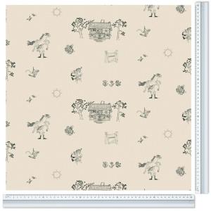 Kuddfodral VILLA VILLEKULLA, med tecknade motiv av Pippi Långstrump. Beige bottenfärg