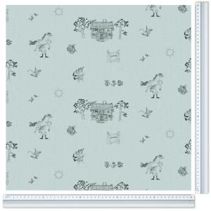 Kuddfodral VILLA VILLEKULLA, med tecknade motiv av Pippi Långstrump. Grön bottenfärg