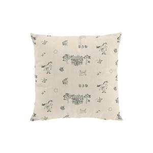 Kuddfodral VILLA VILLEKULLA, med tecknade motiv av Pippi Långstrump. Beige bottenfärg