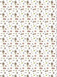 Metervara EMIL I KATTHULT, med tecknade motiv av Emils hyss och upptåg. Offwhite bottenfärg